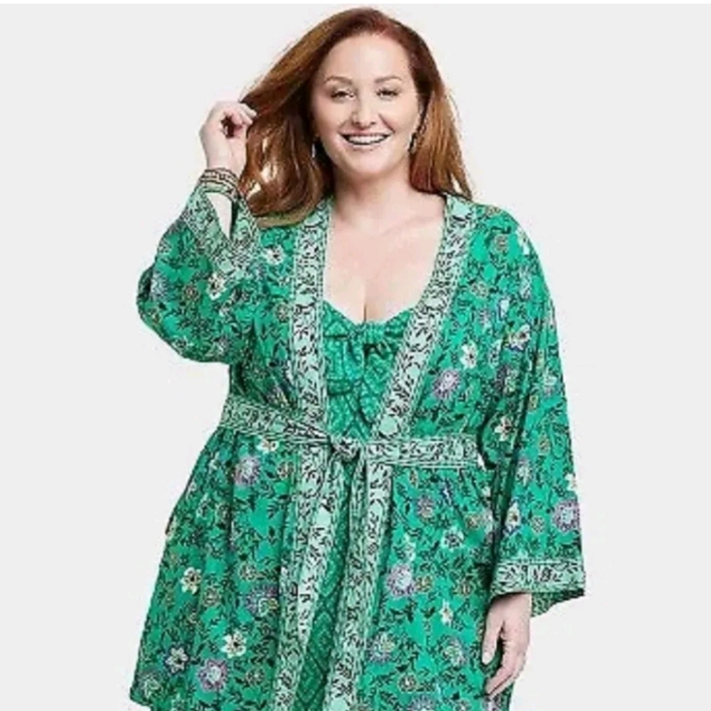 2pc Women's Jacket - Knox Rose Green Floral XL/XXL & Matching Shorts XXL